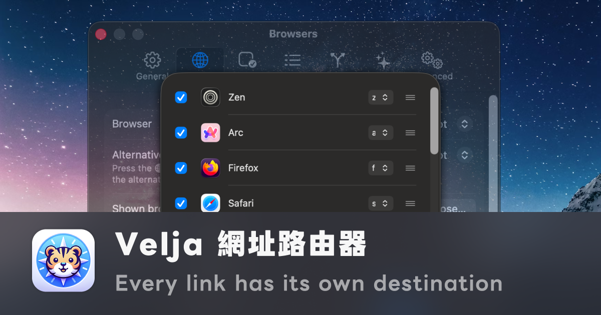 Velja：macOS 上的網址路由器，每個連結都有自己的目的地